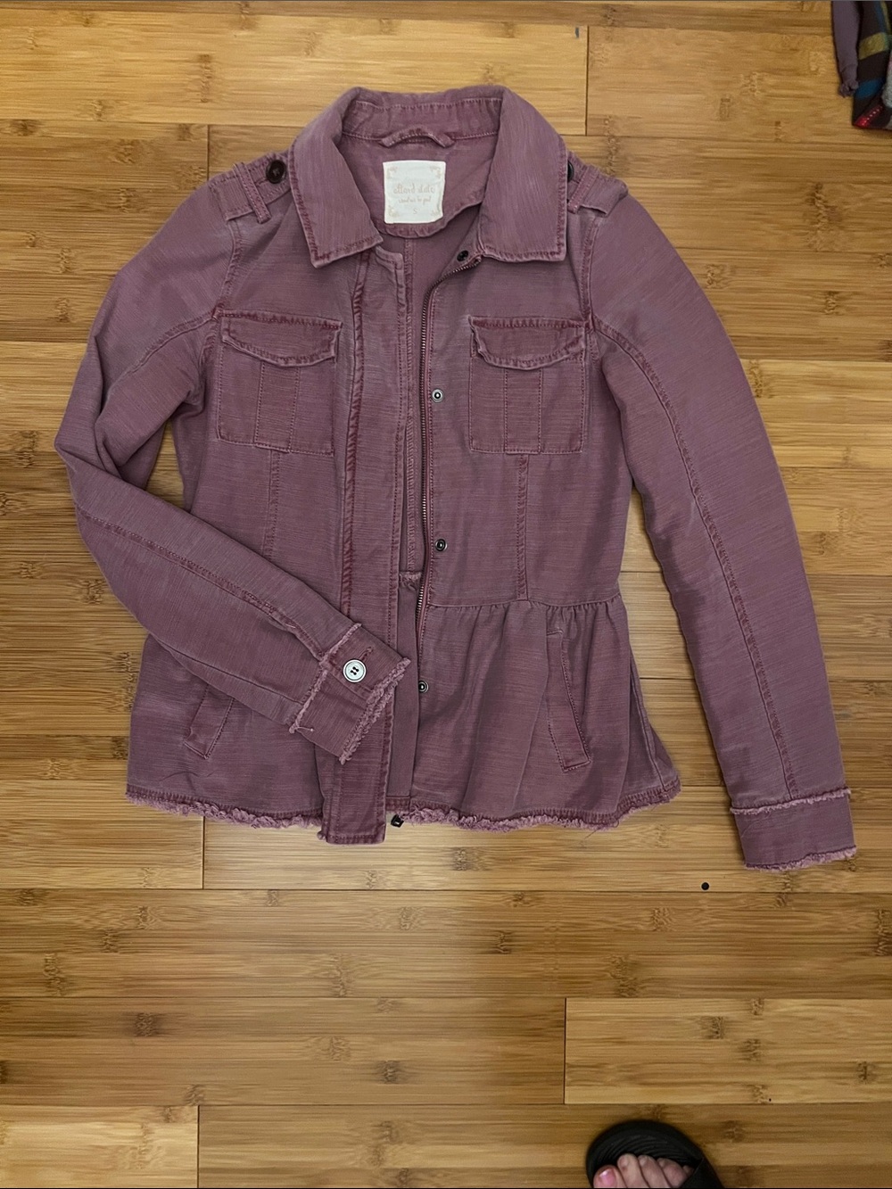Women's Mauve Peplum Utility Jean Jacket - Altar’d State